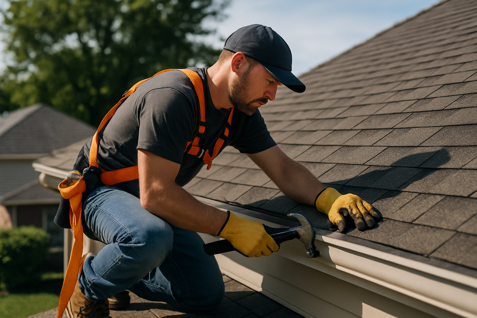 Editorial illustration depicting hail damage roof repair cost spring tx